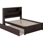 Newport Full Platform Bed with Flat Panel Foot Board & Full Urban Trundle in Espresso