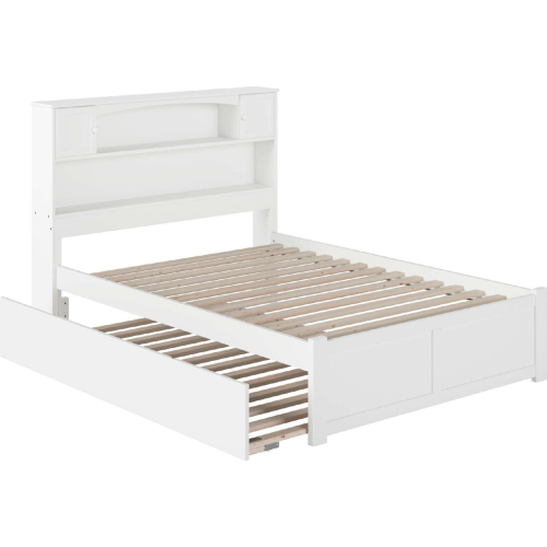 Newport Full Platform Bed w/ Flat Panel Foot Board & Full Urban Trundle in White