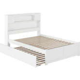 Newport Full Platform Bed with Flat Panel Foot Board & Full Urban Trundle in White