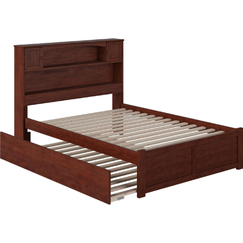 Newport Full Platform Bed w/ Flat Panel Foot Board & Full Urban Trundle in Walnut