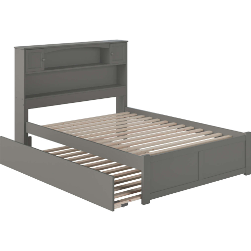 Newport Full Platform Bed w/ Flat Panel Foot Board & Full Urban Trundle in Grey