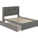 Newport Full Platform Bed w/ Flat Panel Foot Board & Full Urban Trundle in Grey