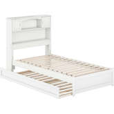 Hadley Twin Platform Bed with Panel Footboard, Twin Trundle & Charging in White