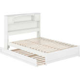 Hadley Full Platform Bed w/ Panel Footboard, Twin Trundle & Charging in White