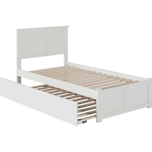 Madison Twin Extra Long Bed w/ Footboard & Twin Extra Long Trundle in White