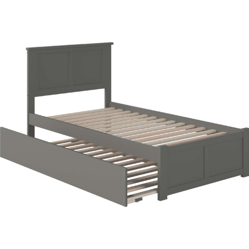 Madison Twin Extra Long Bed w/ Footboard & Twin Extra Long Trundle in Grey