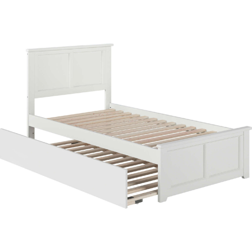 Madison Twin Extra Long Bed w/ Footboard & Twin Extra Long Trundle in White