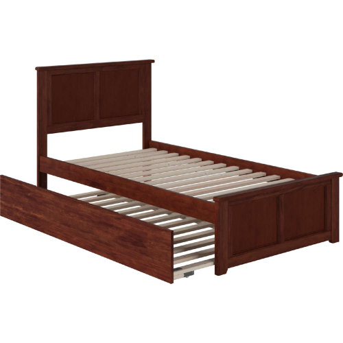 Madison Twin Extra Long Bed with Footboard & Twin Extra Long Trundle in Walnut