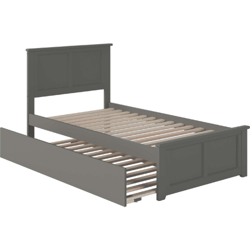 Madison Twin Extra Long Bed w/ Footboard & Twin Extra Long Trundle in Grey