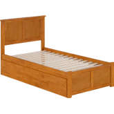 Madison Twin Platform Bed with Footboard & Twin Trundle in Light Toffee