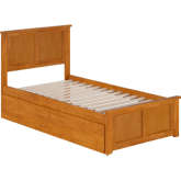 Madison Twin Platform Bed w/ Footboard & 2 Drawers in Light Toffee