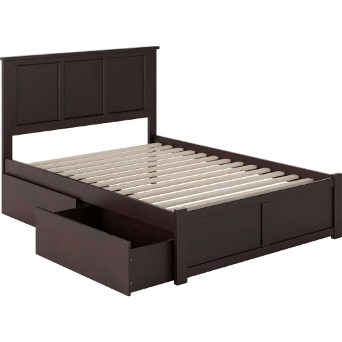 Madison Full Bed with Flat Panel Footboard & 2 Urban Bed Drawers in Espresso