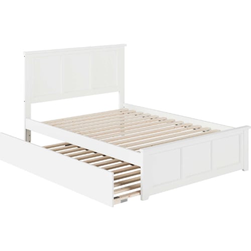 Madison Full Bed w/ Matching Footboard & Urban Trundle Bed in White