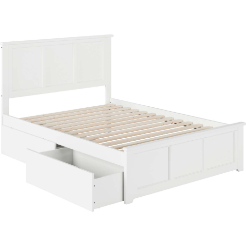 Madison Full Bed w/ Matching Footboard & 2 Urban Bed Drawers in White