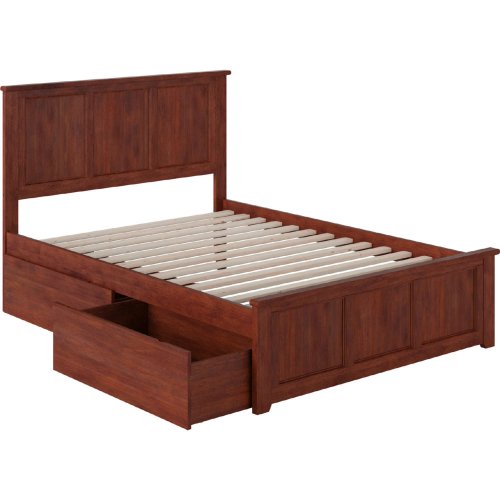 Madison Full Bed w/ Matching Footboard & 2 Urban Bed Drawers in Walnut