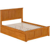 Madison Full Platform Bed w/ Footboard & 2 Drawers in Light Toffee