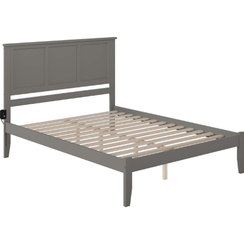 Madison Queen Platform Bed w/ Open Footboard in Atlantic Grey