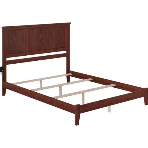 Madison Queen Bed w/ Open Footboard & Turbo Charger in Walnut