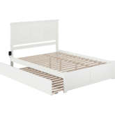 Madison Queen Platform Bed, Footboard, Turbo Charger & Twin XL Trundle in White