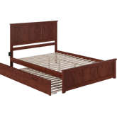 Madison Queen Platform Bed, Match Footboard, Turbo Charger & Twin XL Trundle in Walnut