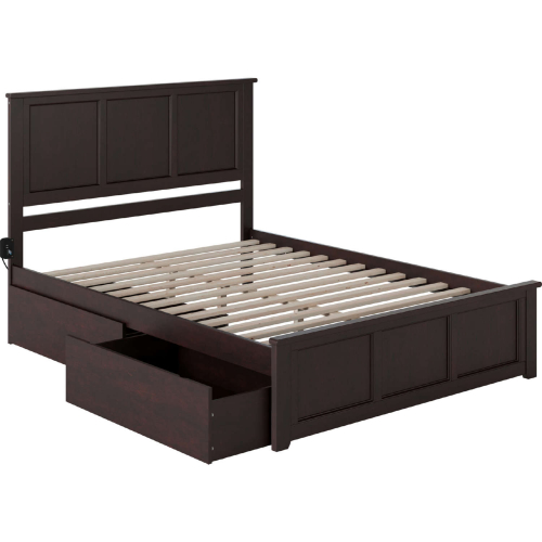 Madison Queen Bed w/ Matching Footboard & 2 Urban Bed Drawers in Espresso