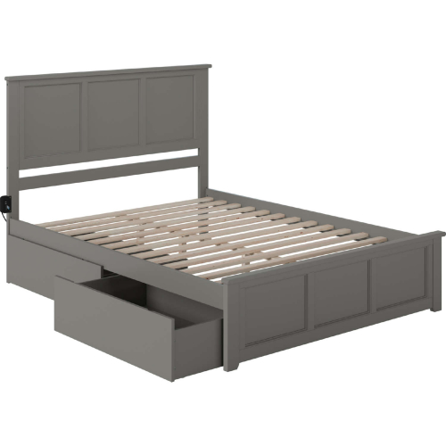 Madison Queen Bed w/ Matching Footboard & 2 Urban Bed Drawers in Atlantic Grey