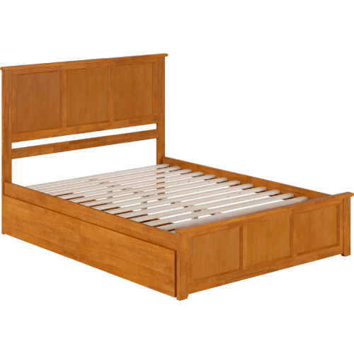 Madison Queen Platform Bed w/ Footboard & 2 Drawers in Light Toffee