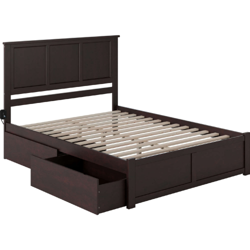 Madison King Bed w/ Flat Panel Footboard & 2 Urban Bed Drawers in Espresso