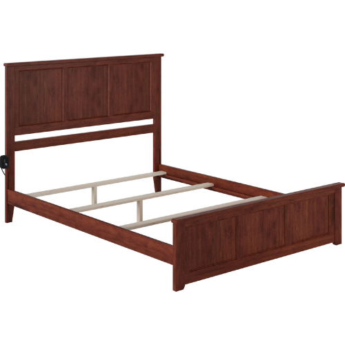 Madison King Foundation Bed Frame with Footboard & USB Charger in Walnut