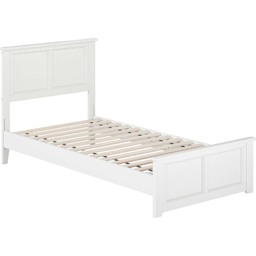 Charlotte Twin XL Low Profile Platform Bed w/ USB & Matching Footboard in White Finish