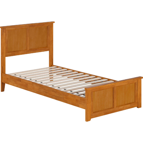 Charlotte Twin XL Low Profile Platform Bed w/ USB & Matching Footboard in Light Toffee Finish