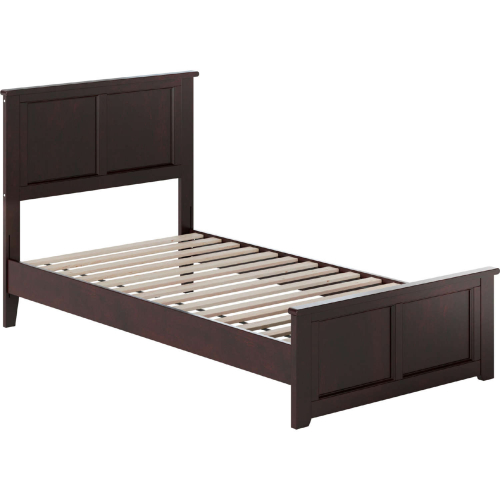 Charlotte Twin Low Profile Platform Bed w/ USB & Matching Footboard in Espresso Finish