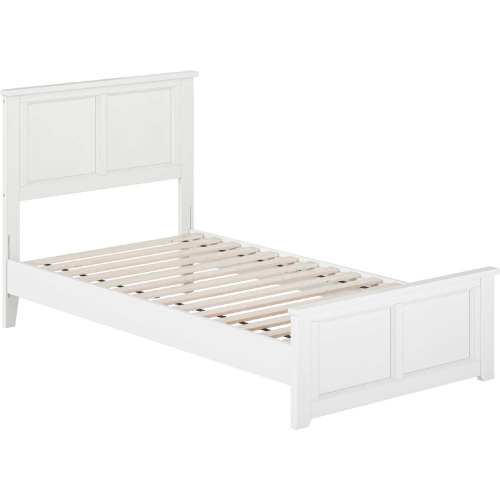 Charlotte Twin Low Profile Platform Bed w/ USB & Matching Footboard in White Finish