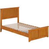 Charlotte Twin Low Profile Platform Bed w/ USB & Matching Footboard in Light Toffee Finish