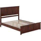 Charlotte Queen Low Profile Platform Bed w/ USB & Matching Footboard in Walnut Finish