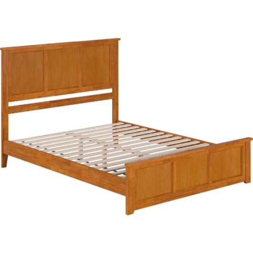 Charlotte Queen Low Profile Platform Bed w/ USB & Matching Footboard in Light Toffee Finish