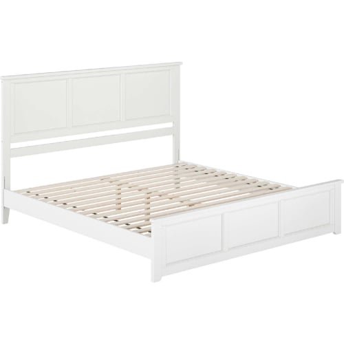 Charlotte King Low Profile Platform Bed w/ USB & Matching Footboard in White Finish