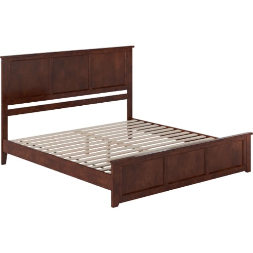 Charlotte King Low Profile Platform Bed w/ USB & Matching Footboard in Walnut Finish