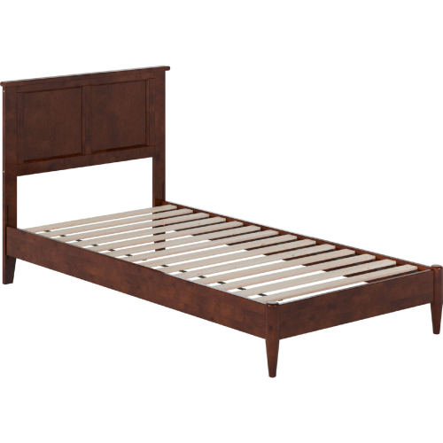 Charlotte Twin XL Low Profile Platform Bed w/ USB in Walnut Finish Wood