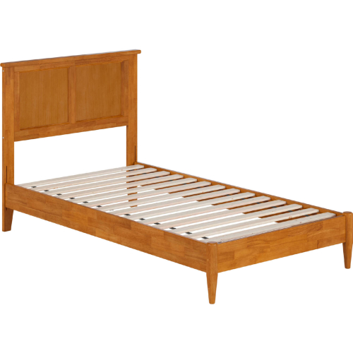 Charlotte Twin Low Profile Platform Bed with USB in Light Toffee Finish Wood