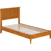 Charlotte Twin Low Profile Platform Bed with USB in Light Toffee Finish Wood