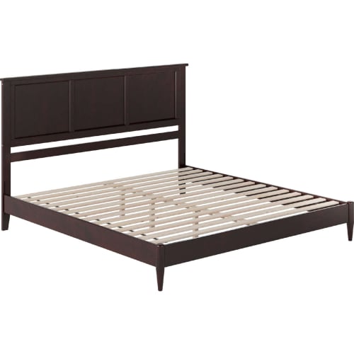 Charlotte King Low Profile Platform Bed w/ USB in Espresso Finish Wood