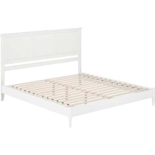 Charlotte King Low Profile Platform Bed with USB in White Finish Wood