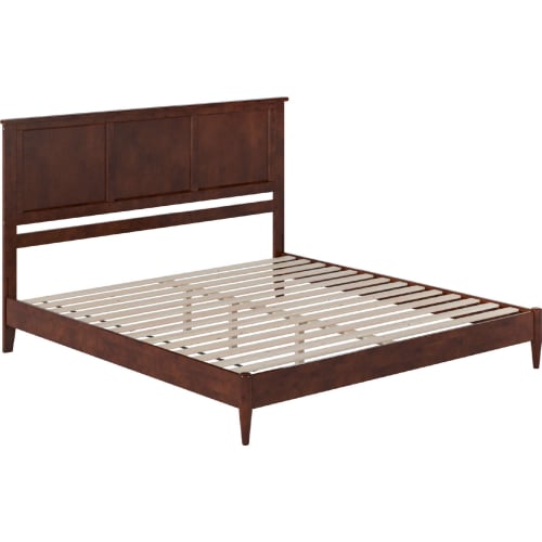 Charlotte King Low Profile Platform Bed w/ USB in Walnut Finish Wood