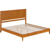 Charlotte King Low Profile Platform Bed w/ USB in Light Toffee Finish Wood