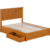 Felicity Full Platform Bed with Panel Footboard, Drawers & Charging in Light Toffee