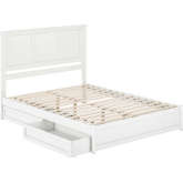 Felicity Queen Platform Bed w/ Panel Footboard, Drawers & Charging in White