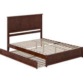 Felicity Queen Platform Bed w/ Panel Footboard, Twin XL Trundle & Charging in Walnut Finish