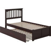 Mission Twin Bed w/ Flat Panel Footboard & Urban Trundle in Espresso