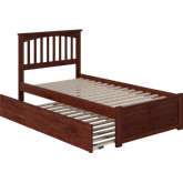 Mission Twin Bed w/ Flat Panel Footboard & Urban Trundle in Antique Walnut